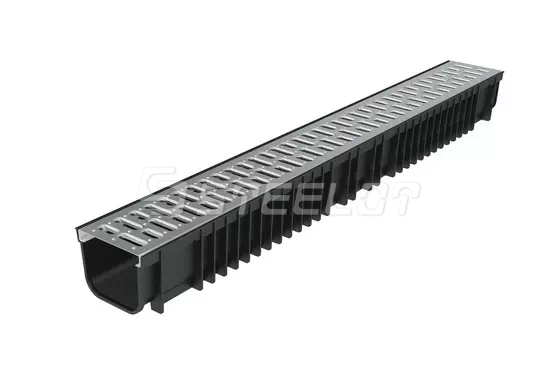 Лоток пластиковый SteePlain DN100 H100 с решеткой стальной тип 1