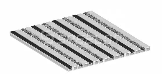 Алюминиевая решетка SteeGuard Стандарт 40 резина + широкий скребок + ворс + широкий скребок